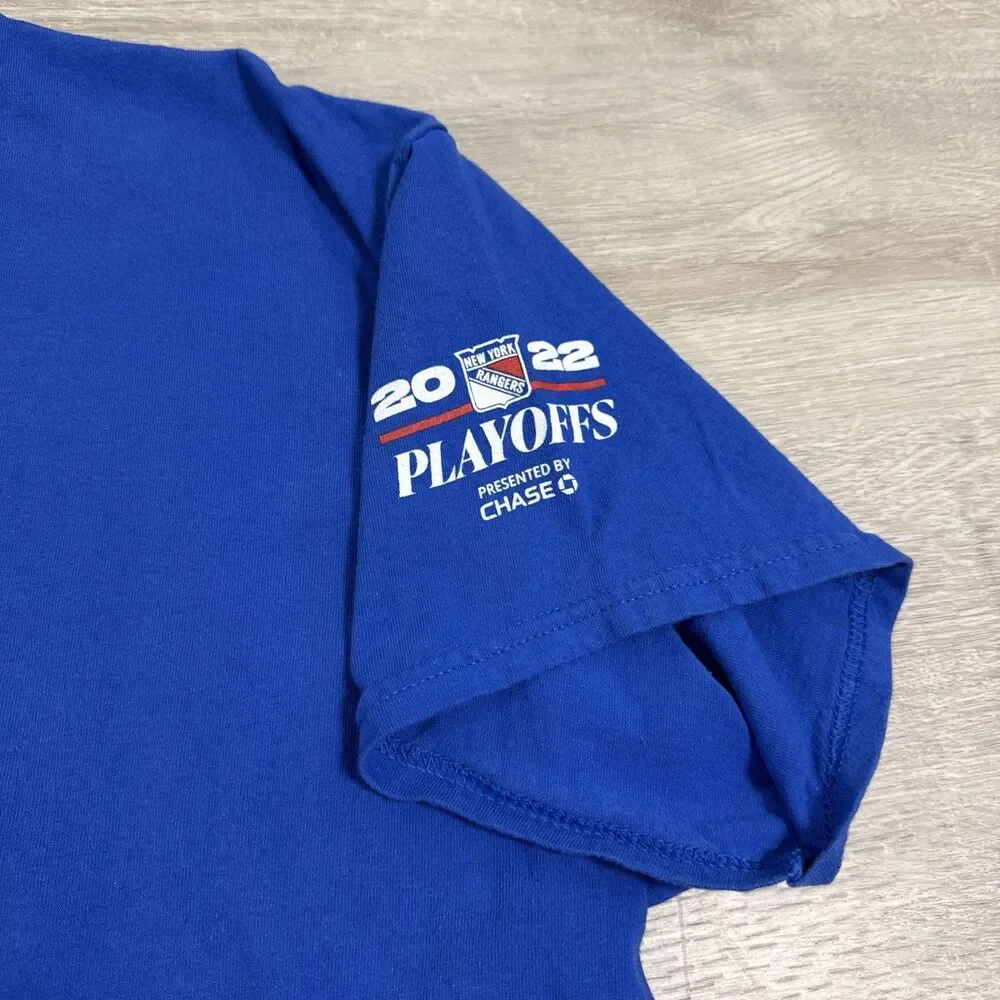 New York Rangers Shirt 2022 Playoffs Men's Blue XL 100% Cotton Tee